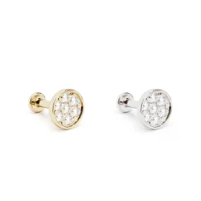 14K Gold Diamond Cluster Circle Stud