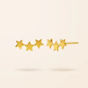 14K Gold Star Ear Crawler Earrings