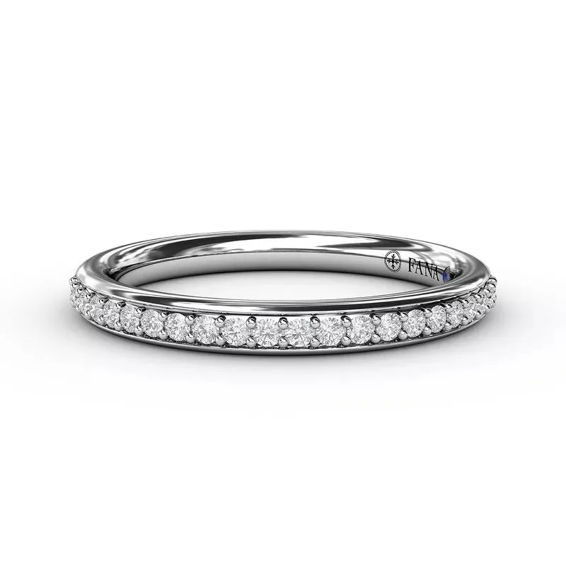 14K WHITE GOLD BEAD-SET ROUND DIAMOND WEDDING BAND, 0.17CTW