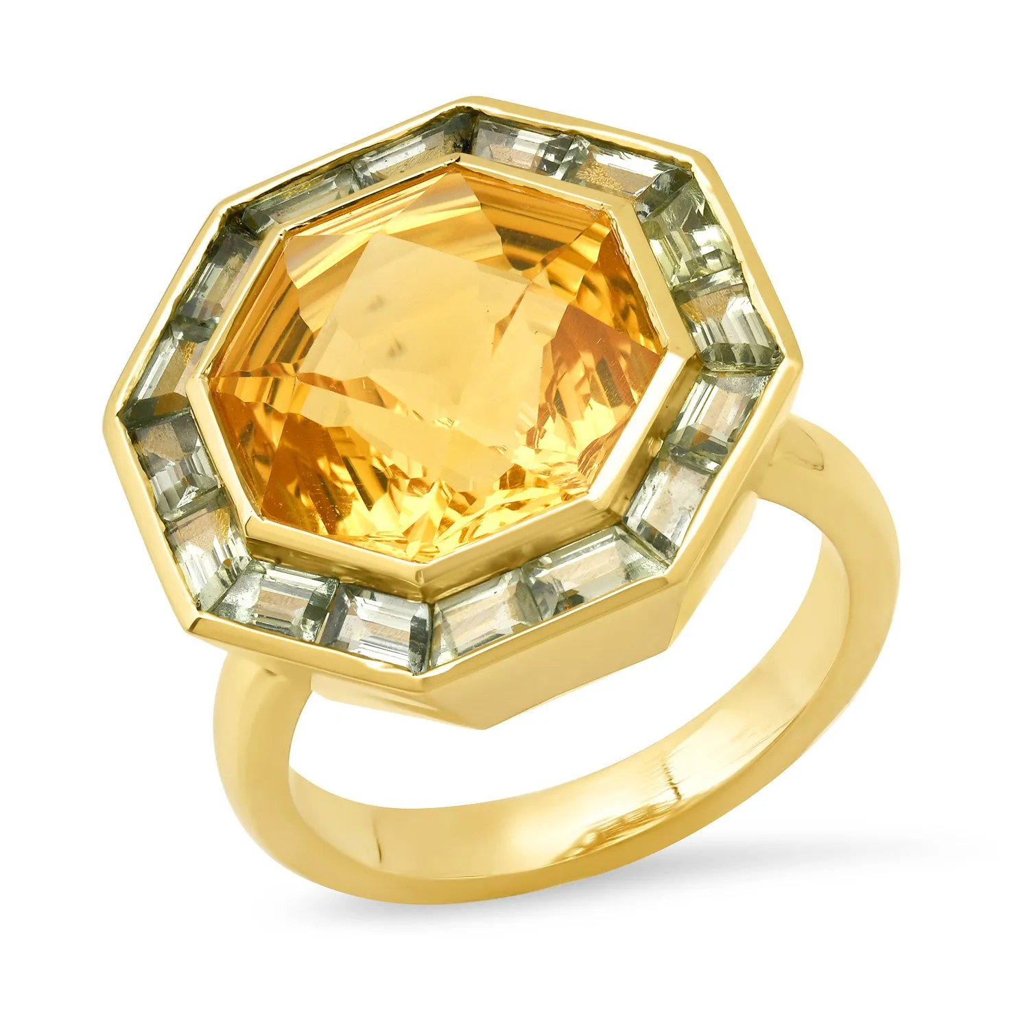 14K YG Citrine and Tsavorite Bia Ring