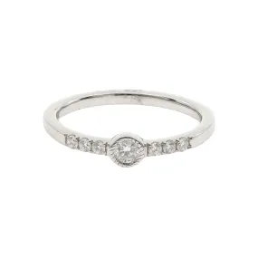 18K WHITE GOLD 0.12CT BEZEL-SET CENTER DIAMOND BAND WITH DIAMOND ACCENTS 0.08CTW