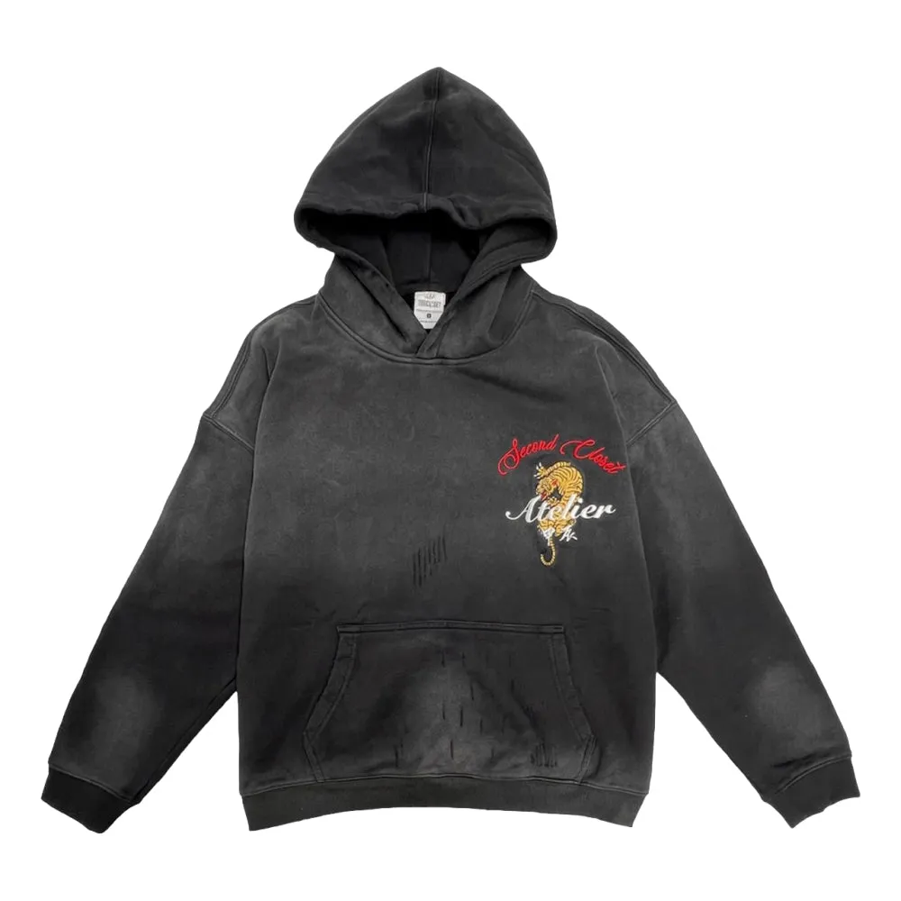 2ND CLOSET DRAGAN YEAR WASHED HOODIE-BLACK