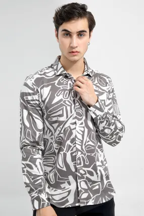 Abstract Print White Shirt