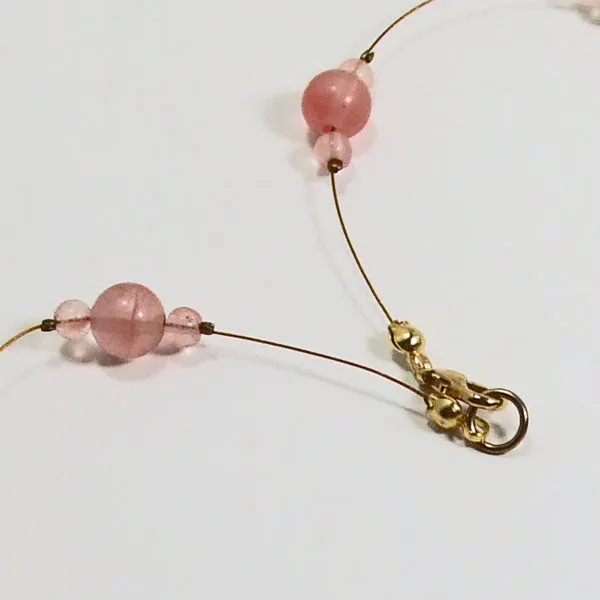 Abundia Floating Rose Quartz Beaded Necklace