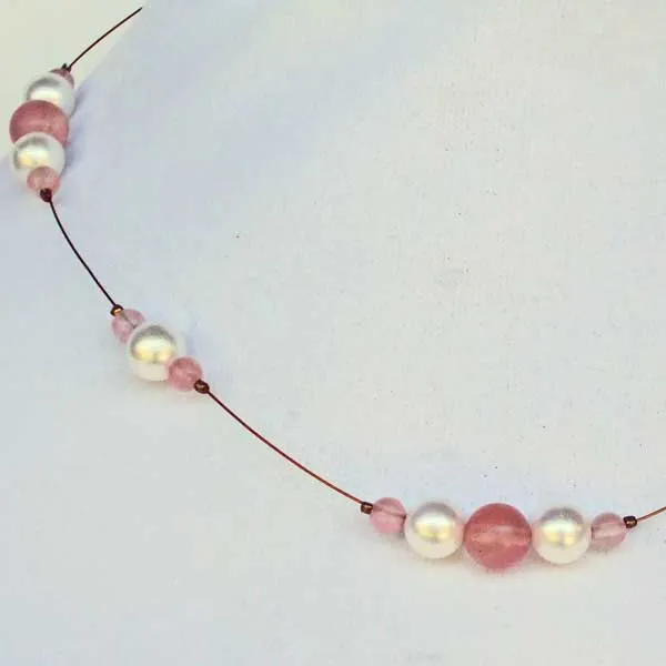 Abundia Floating Rose Quartz Beaded Necklace