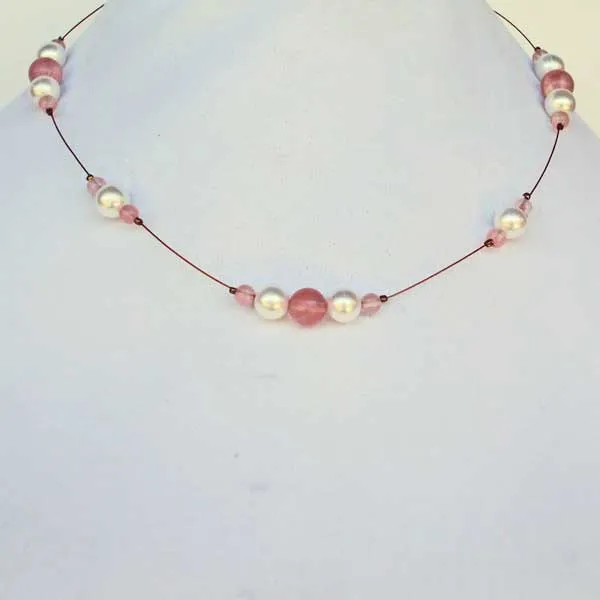 Abundia Floating Rose Quartz Beaded Necklace