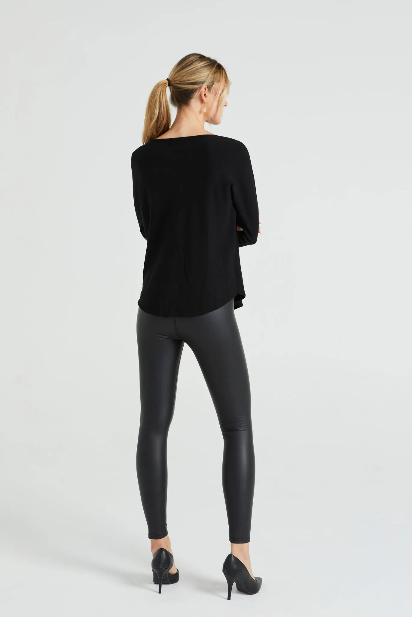 Angeleye Diamonte Neck & Sleeves Detail Jumper In Black