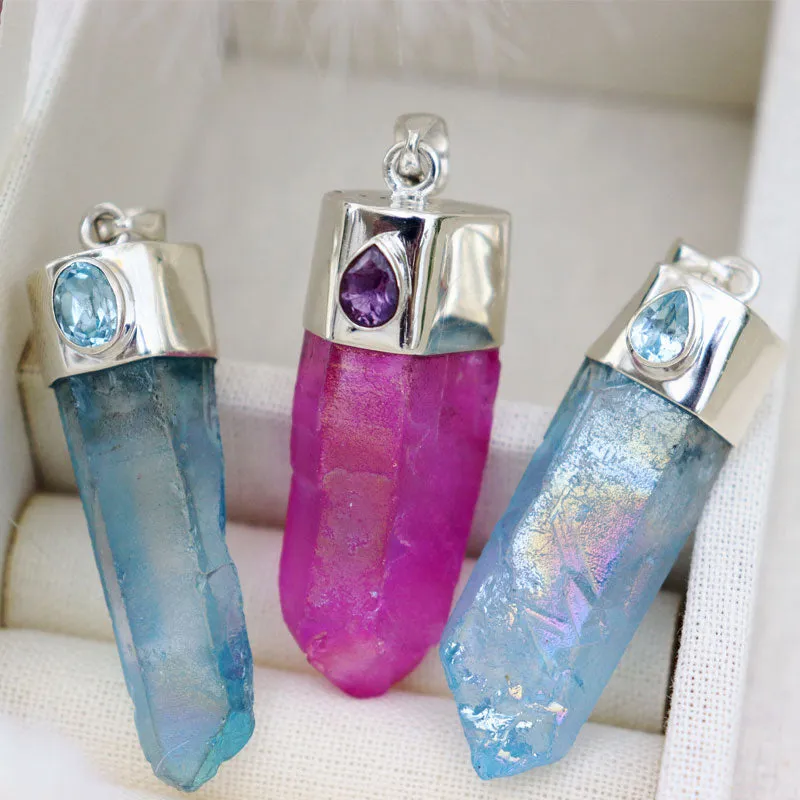 Aqua Aura Blue Topaz Pendant (A)