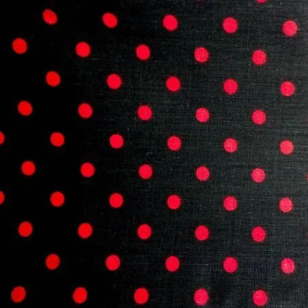 Black Red Small Polka Dot Print Poly Cotton Fabric