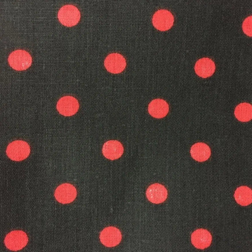 Black Red Small Polka Dot Print Poly Cotton Fabric