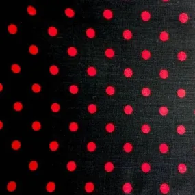 Black Red Small Polka Dot Print Poly Cotton Fabric