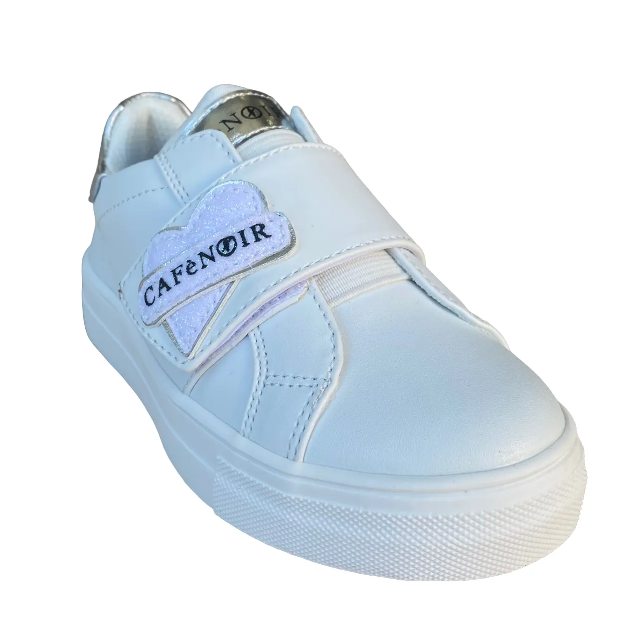 Cafè Noir girl's shoe with elastic band and velcro C-2422w white