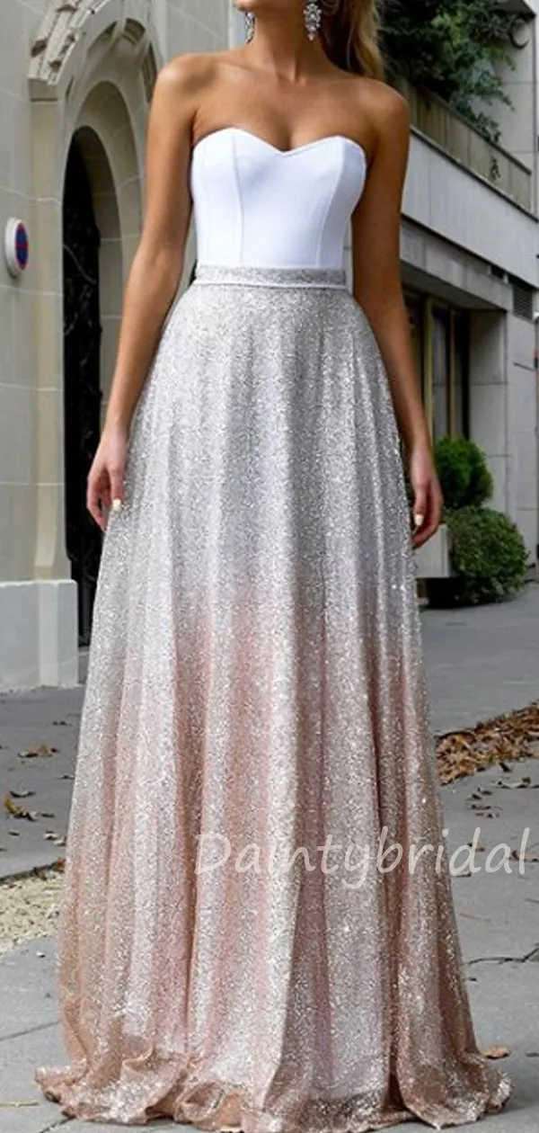 Charming Sweetheart Sequin A-line Long Evening Prom Dresses.DB10394