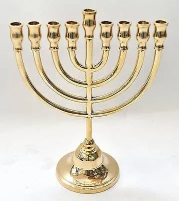 Classic Temple Menorah Hanukkiah Gold Plated from Israel 8.66 inch