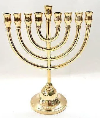 Classic Temple Menorah Hanukkiah Gold Plated from Israel 8.66 inch