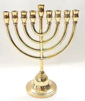 Classic Temple Menorah Hanukkiah Gold Plated from Israel 8.66 inch