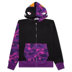 Color Camo Shark Full Zip Hoodie - Purple