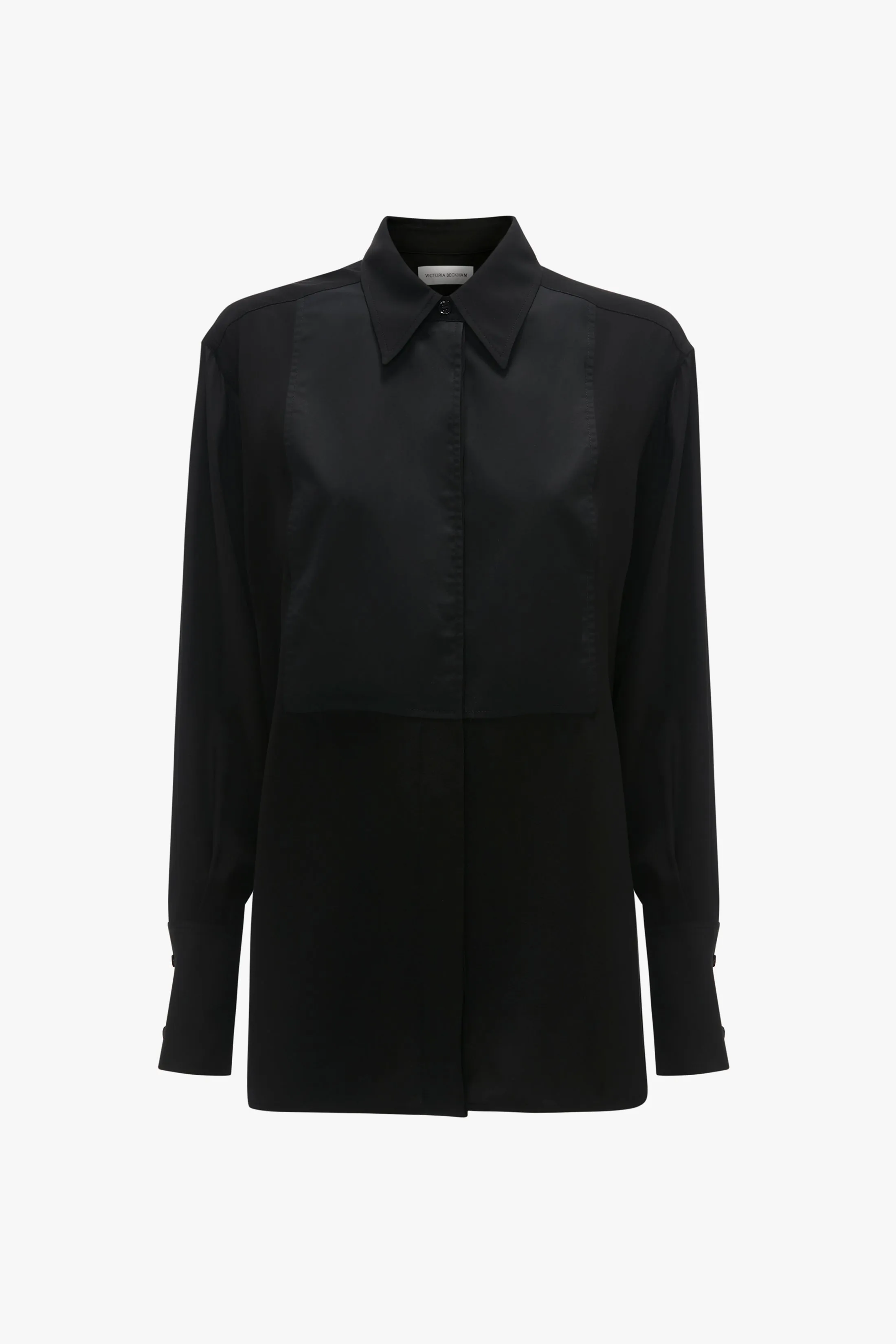 Contrast Bib Shirt In Black