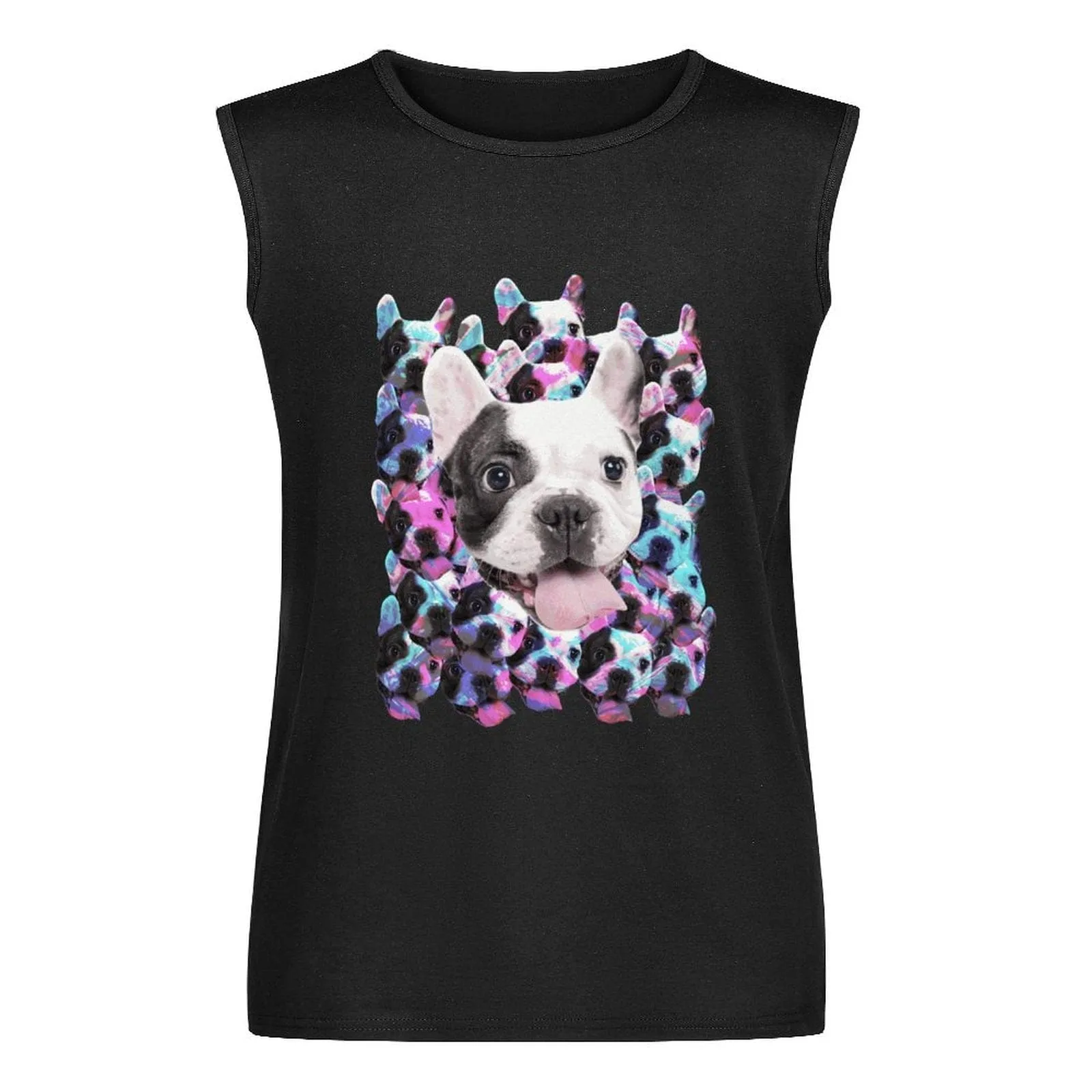 Custom Pet Face Sleeveless 100% Cotton T-Shirt Personalized Men's All Over Print Tank Top