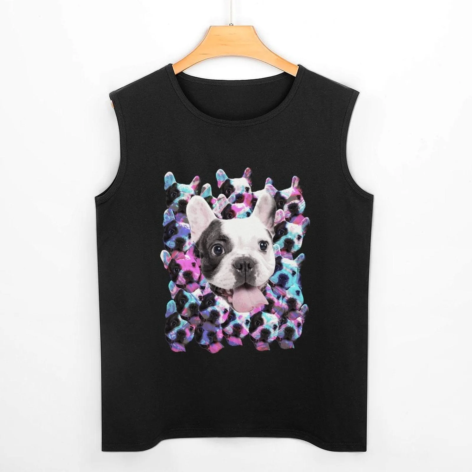 Custom Pet Face Sleeveless 100% Cotton T-Shirt Personalized Men's All Over Print Tank Top