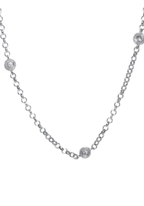 Cynthia Ann Sterling Silver Bezel Set Diamond Chain Necklace | 16"