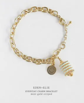 EDEN   ELIE Everyday gold charm bracelet - mint gold striped