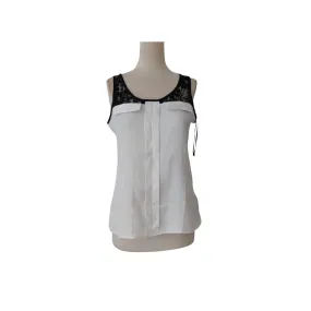 Express White with Black Lace Sleeveless Top | Gently Used |