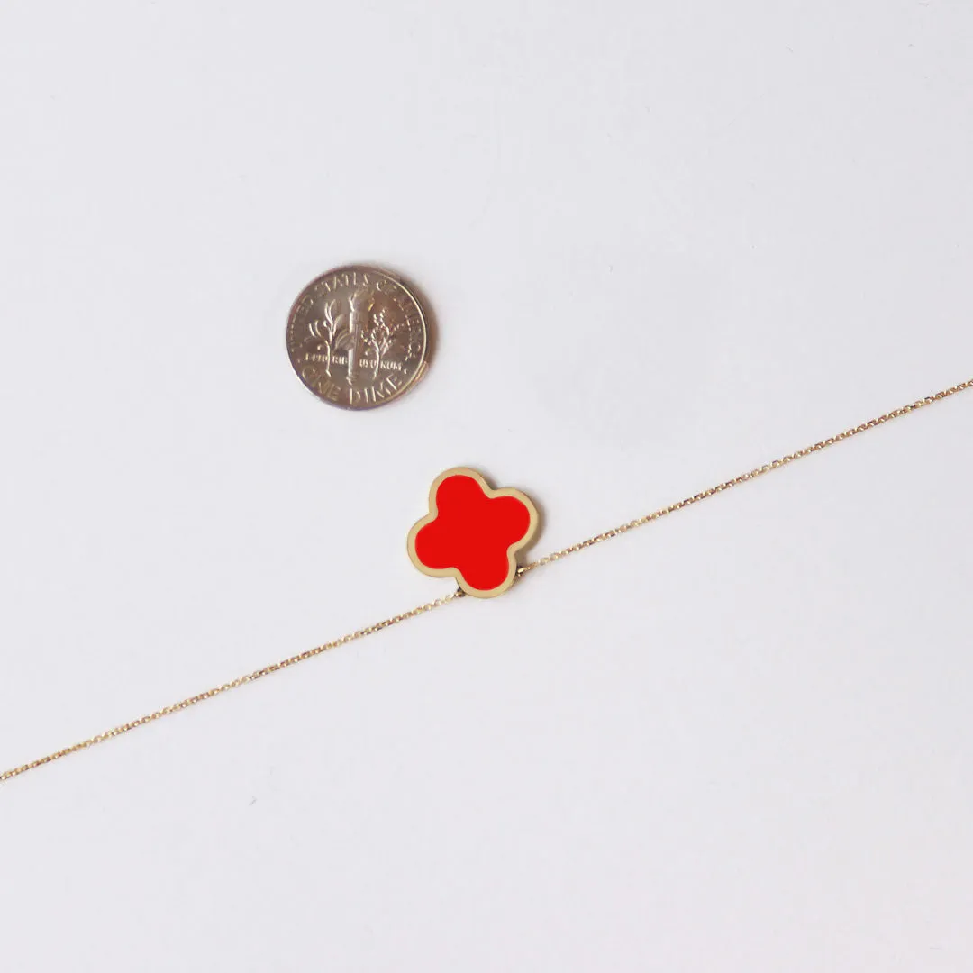 Extra Large Coral Single Clover Necklace