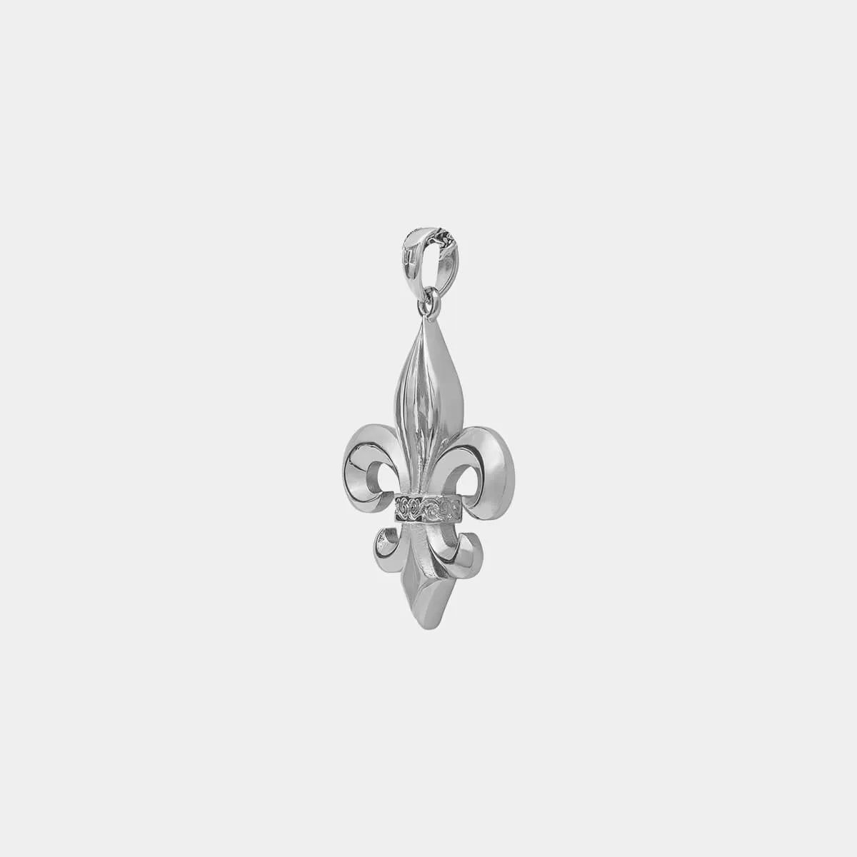 Fleur de Lis Pendant - White Gold