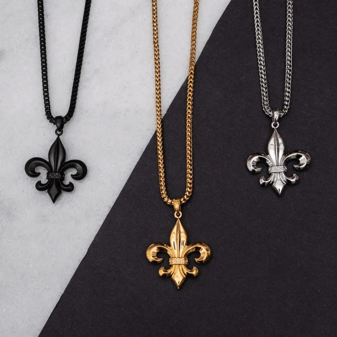 Fleur de Lis Pendant - White Gold