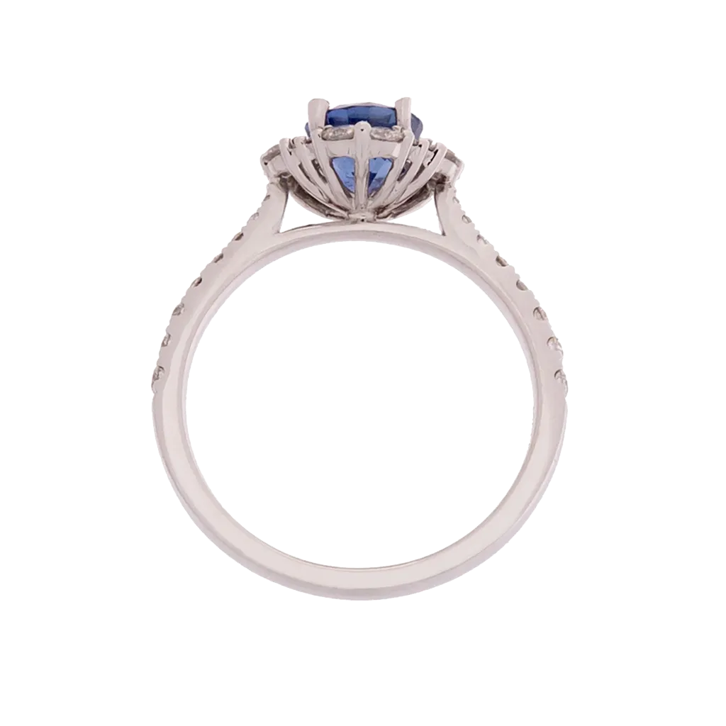 GIA Certified No Heat Round Brilliant Blue Sapphire Ring