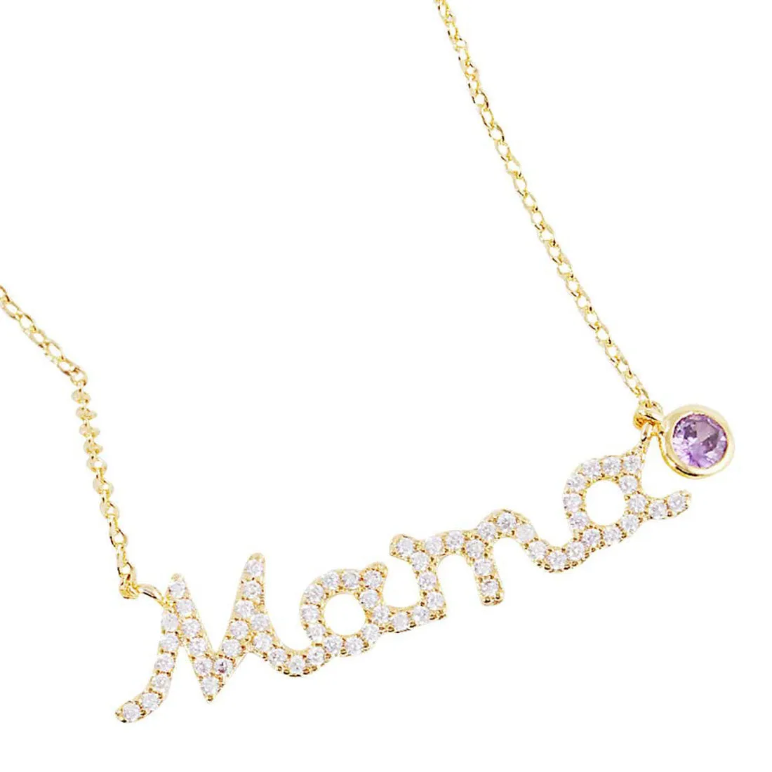 June Birthstone MAMA Message Pendant Necklace