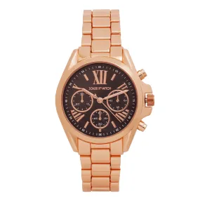 Meghan Black Dial Rosegold Metallic Strap Watch