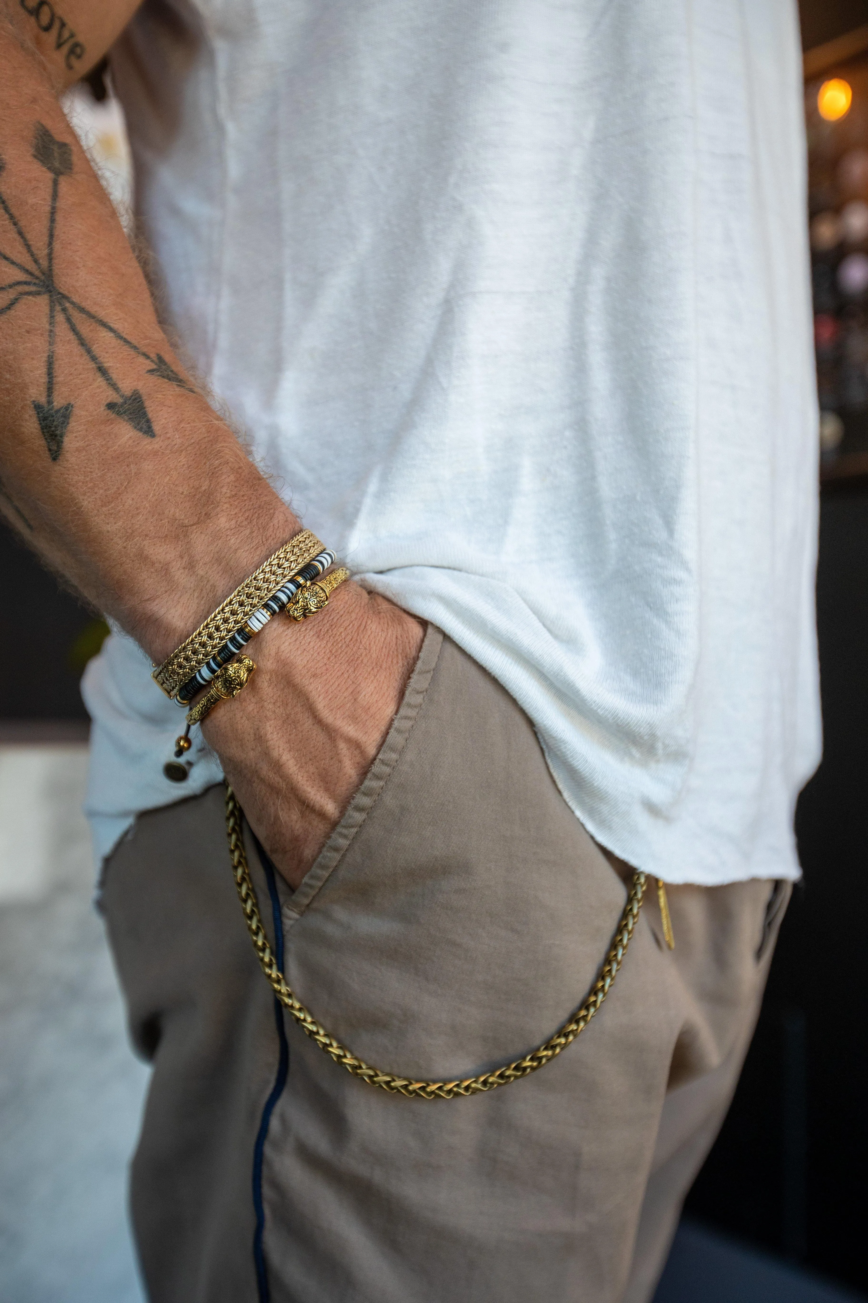 Men's Gold Braided Chain Bracelet