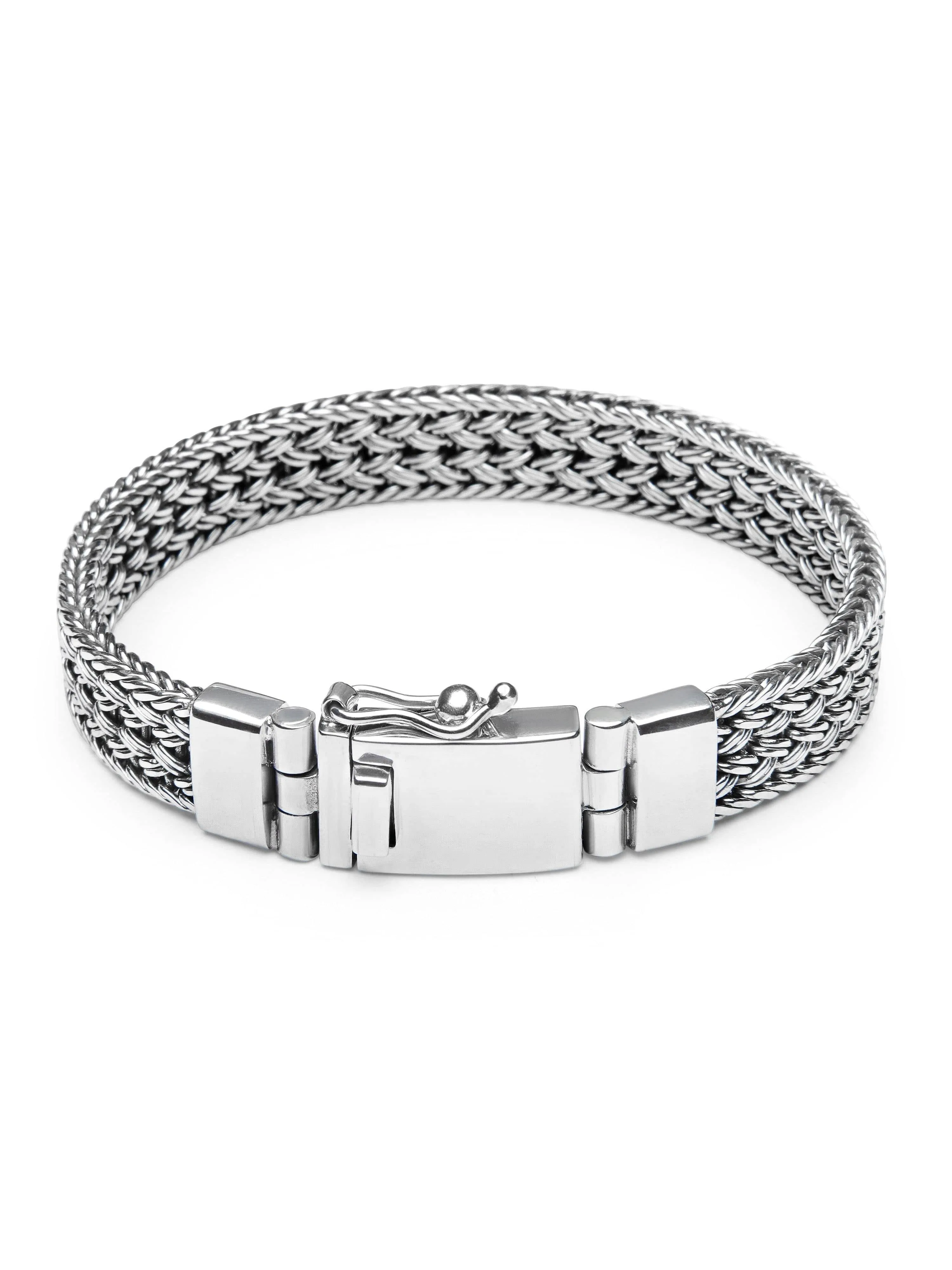 Men's Silver Braided Chain Bracelet