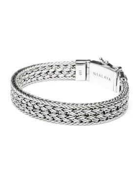 Men's Silver Braided Chain Bracelet