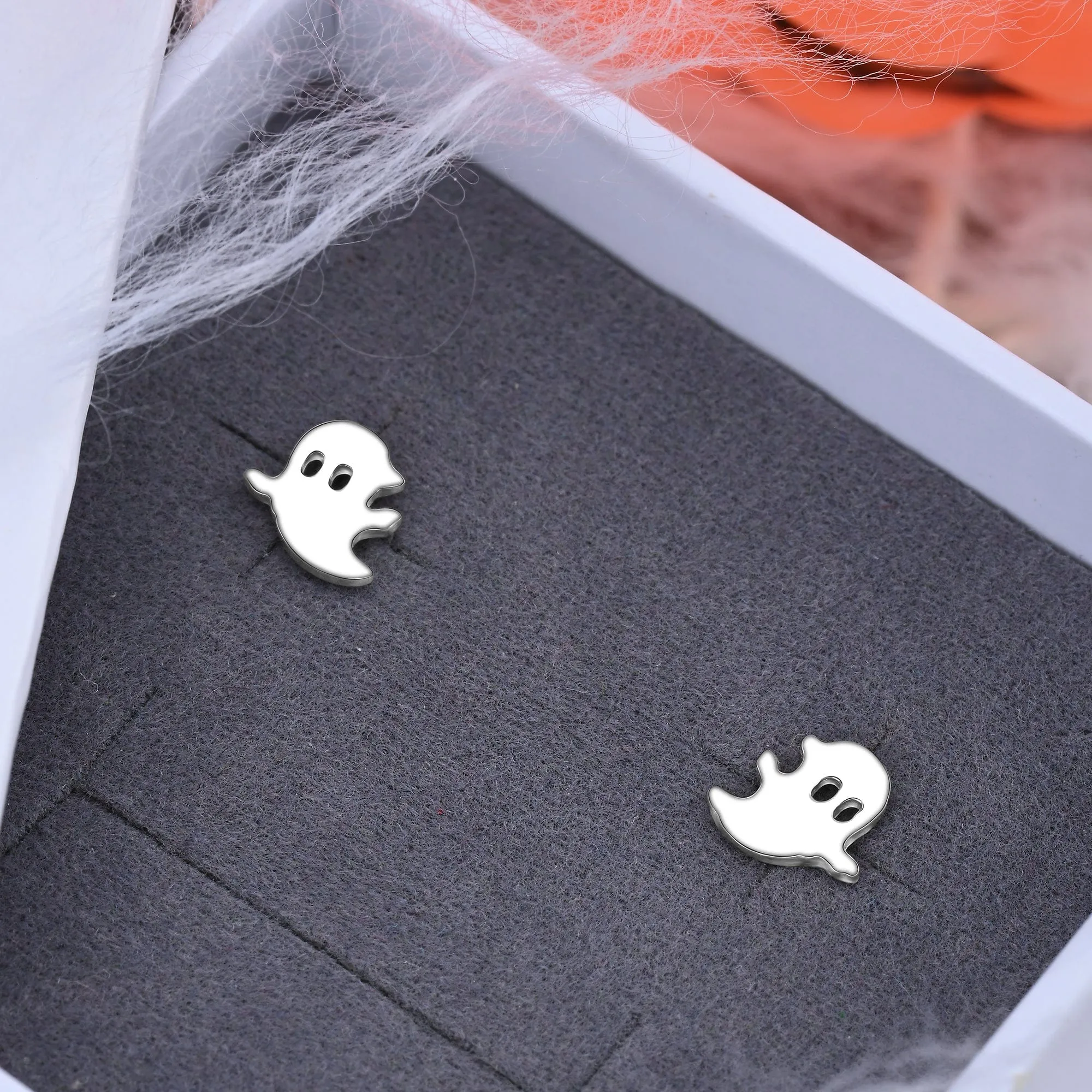 My Boo Cute Ghost Stud Earrings Sterling Silver