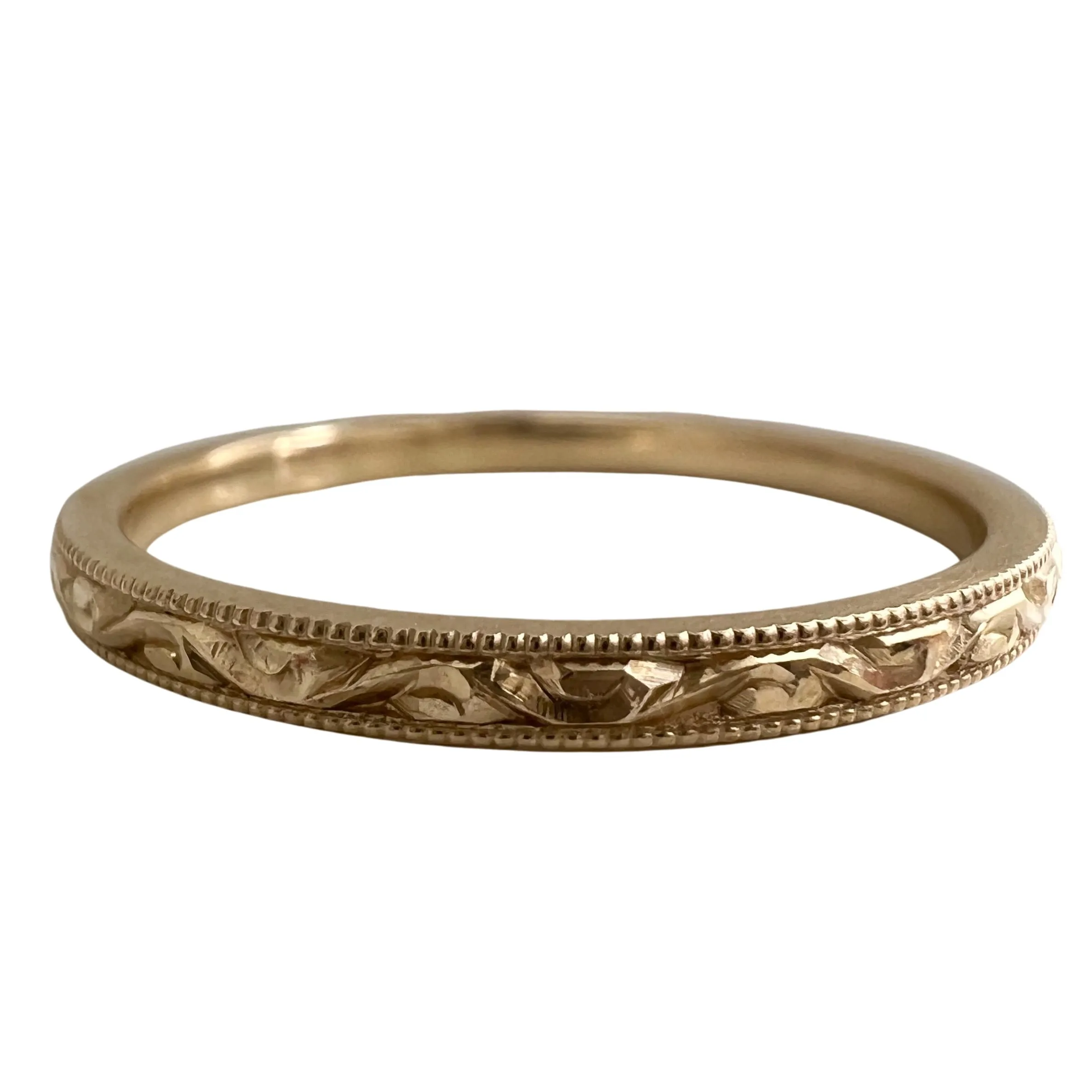 P R E - L O V E D // tiniest paisleys / 14k yellow gold skinny stacking band / size 7