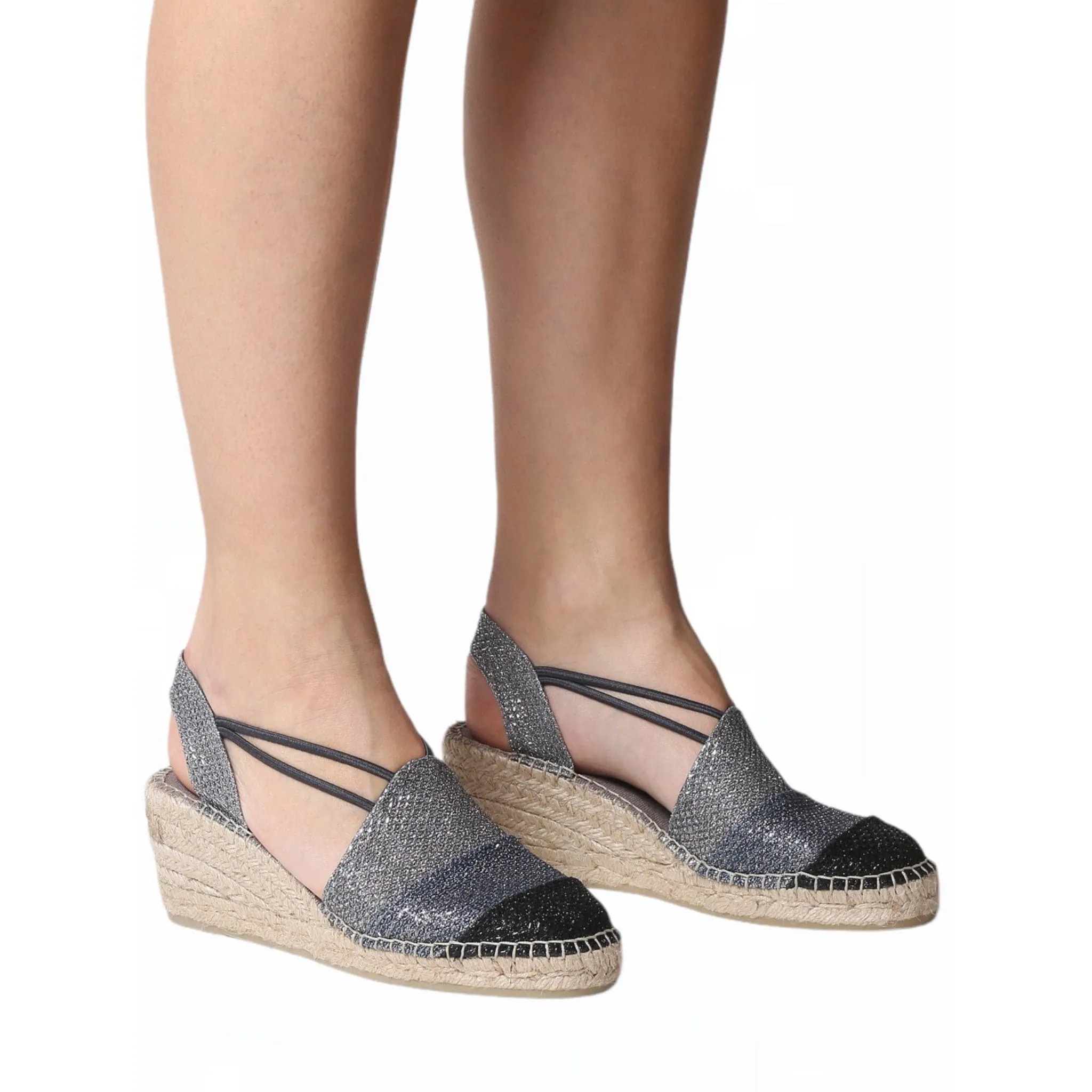 Patchwork Shimmery Wedge Espadrille for Women - Tours-S