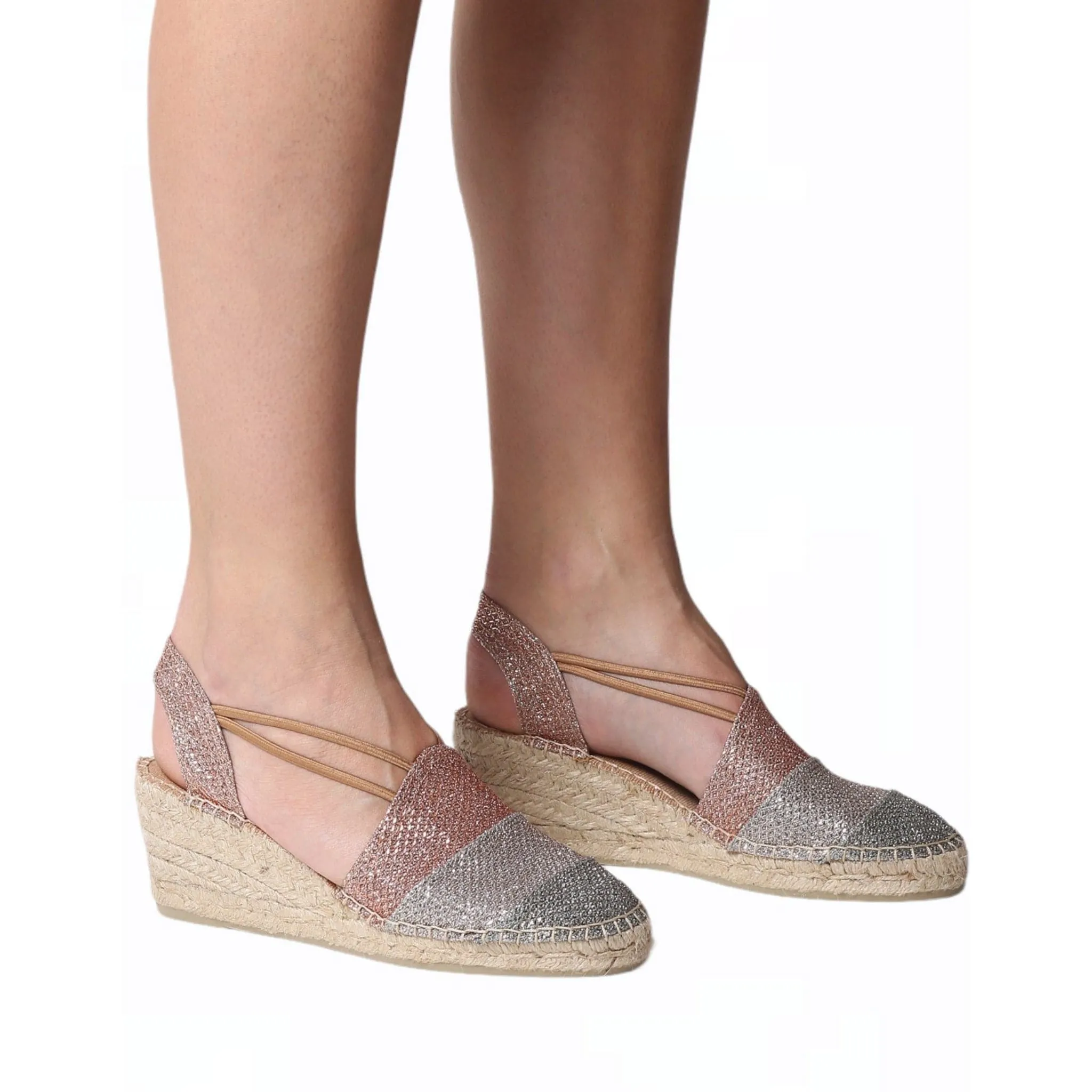 Patchwork Shimmery Wedge Espadrille for Women - Tours-S