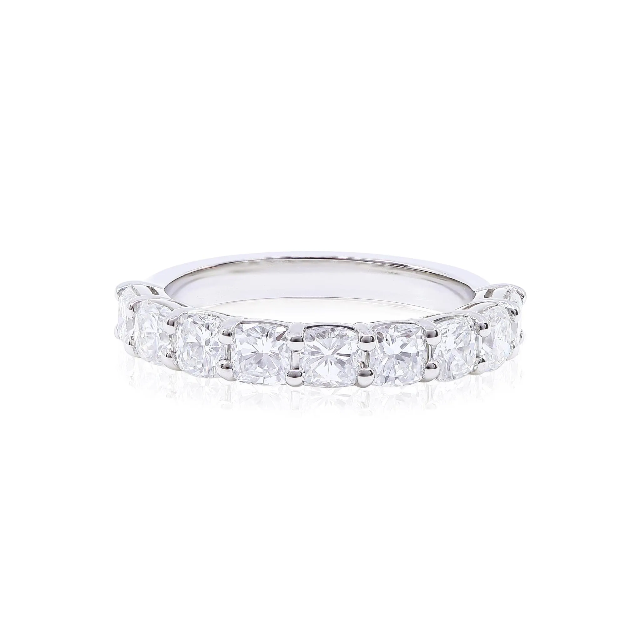 PLATINUM HALF-ETERNITY CUSHION-CUT DIAMOND WEDDING BAND 2.01CTW