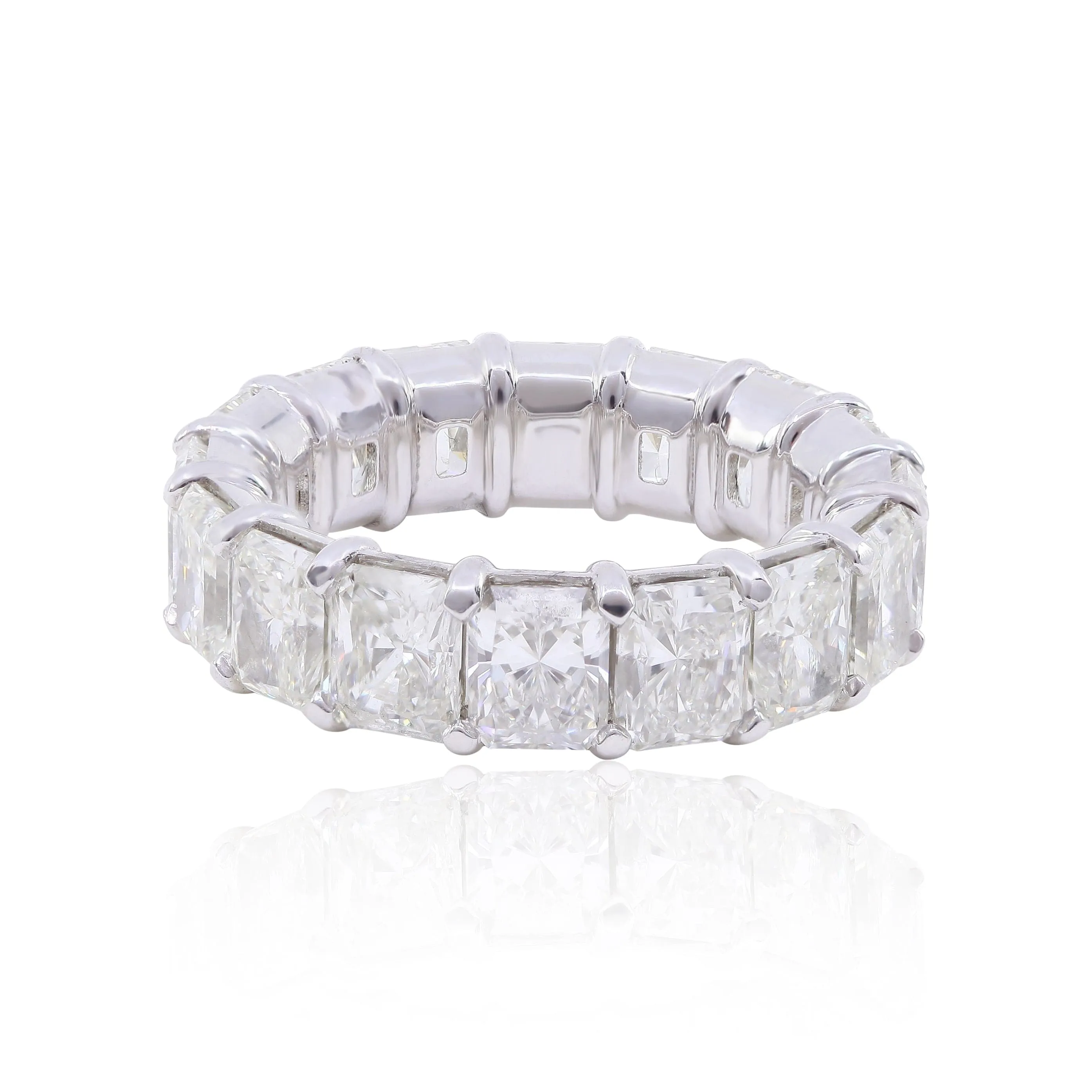 PLATINUM RADIANT-CUT DIAMOND ETERNITY BAND 8.24CTW