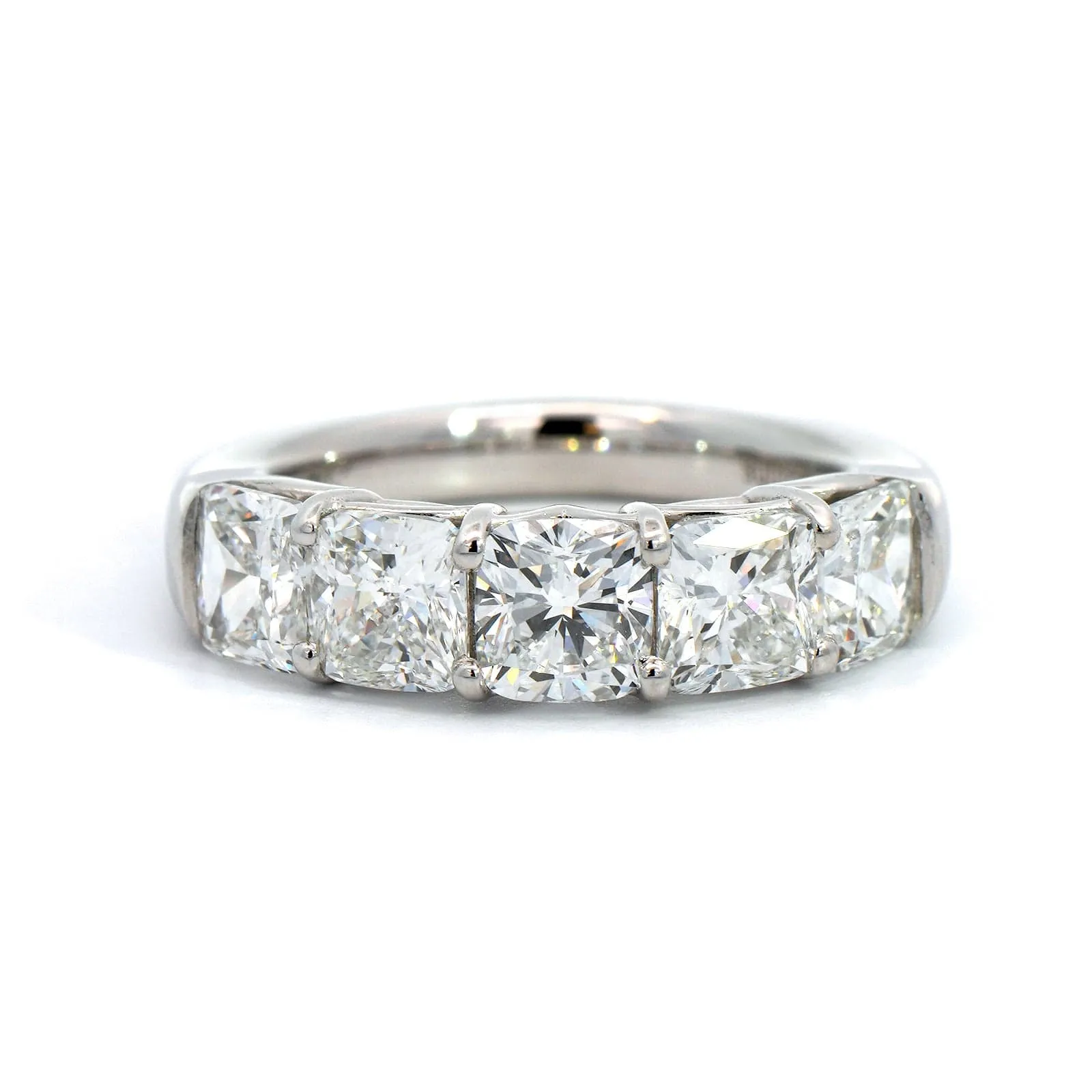 Platinum Shared Prong Cushion Cut Diamond Band