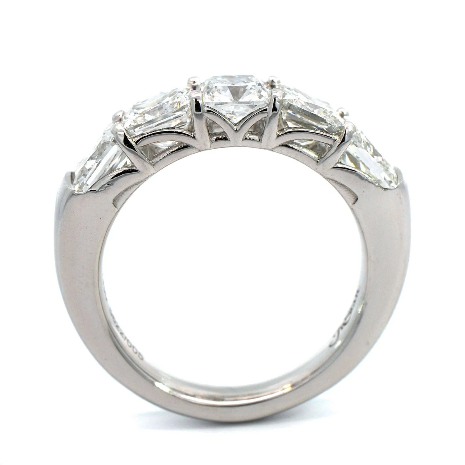 Platinum Shared Prong Cushion Cut Diamond Band