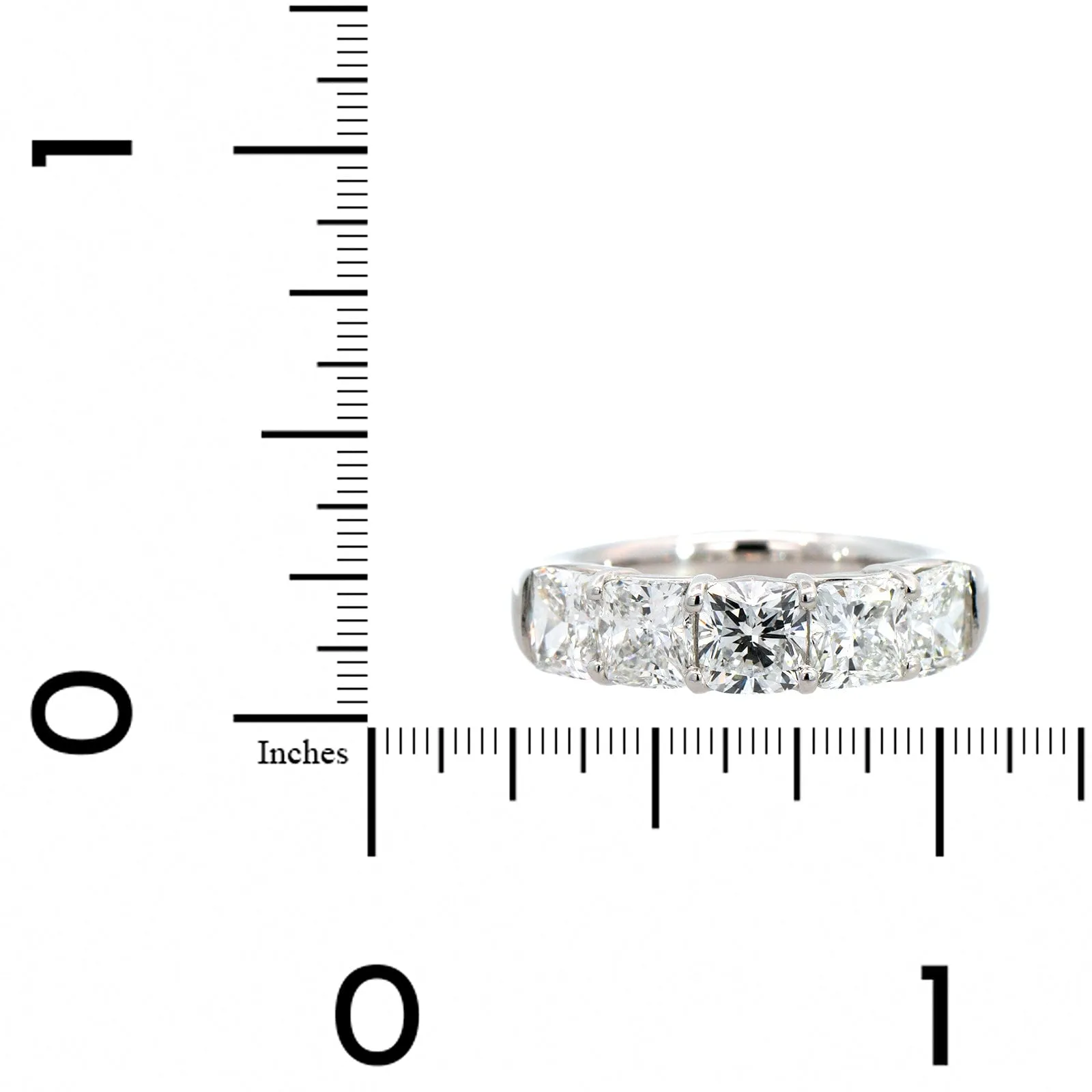 Platinum Shared Prong Cushion Cut Diamond Band