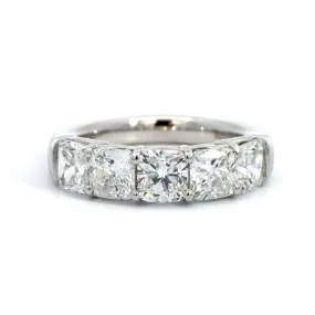 Platinum Shared Prong Cushion Cut Diamond Band