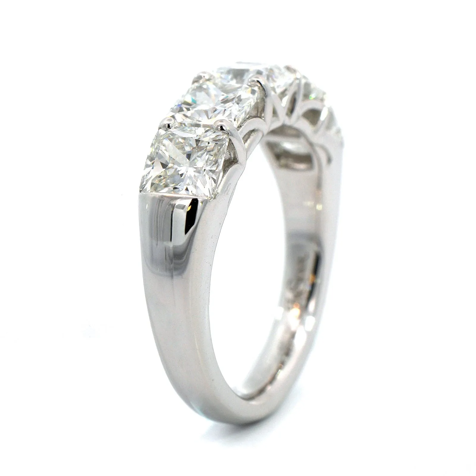 Platinum Shared Prong Cushion Cut Diamond Band