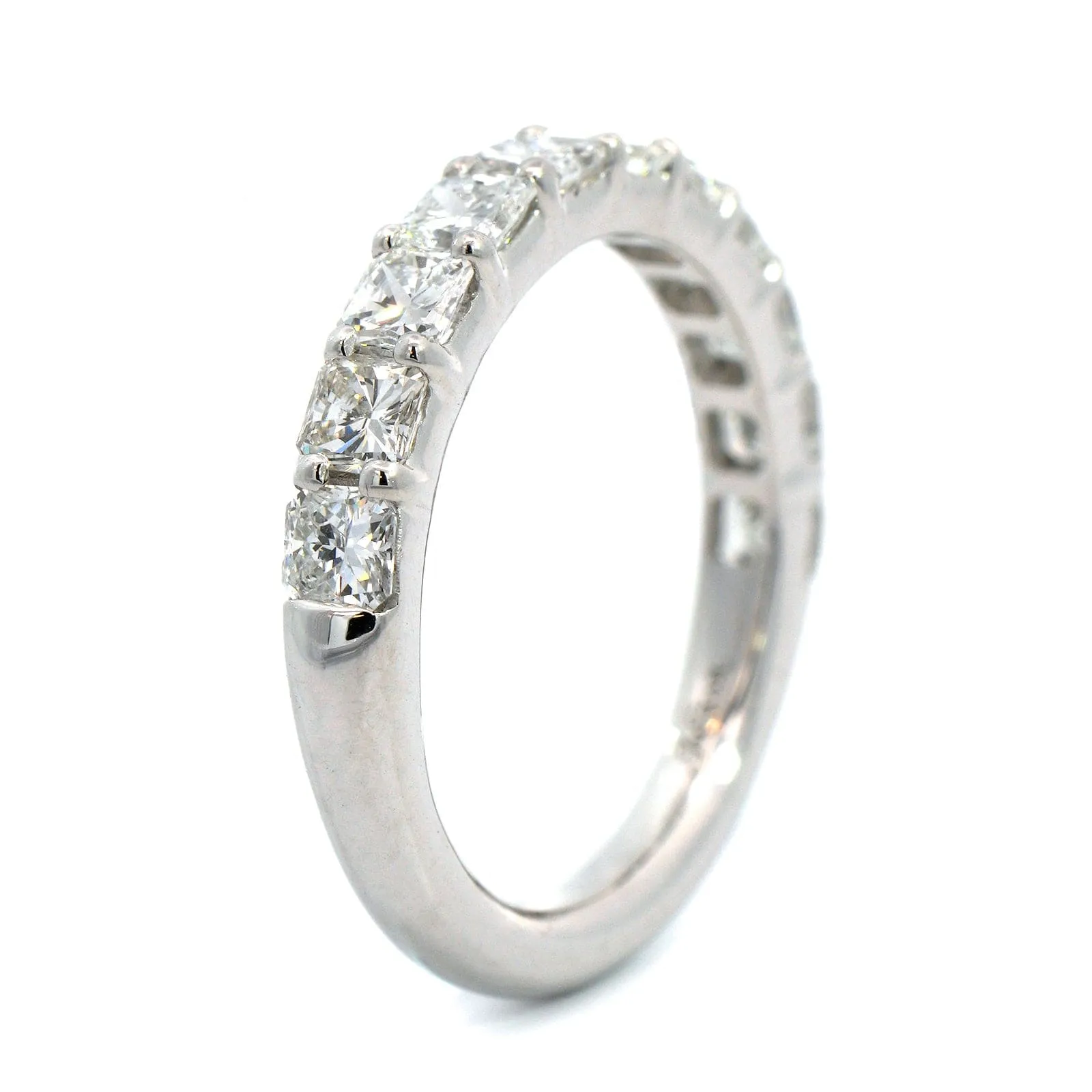 Platinum Shared Prong Radiant Cut Diamond Band