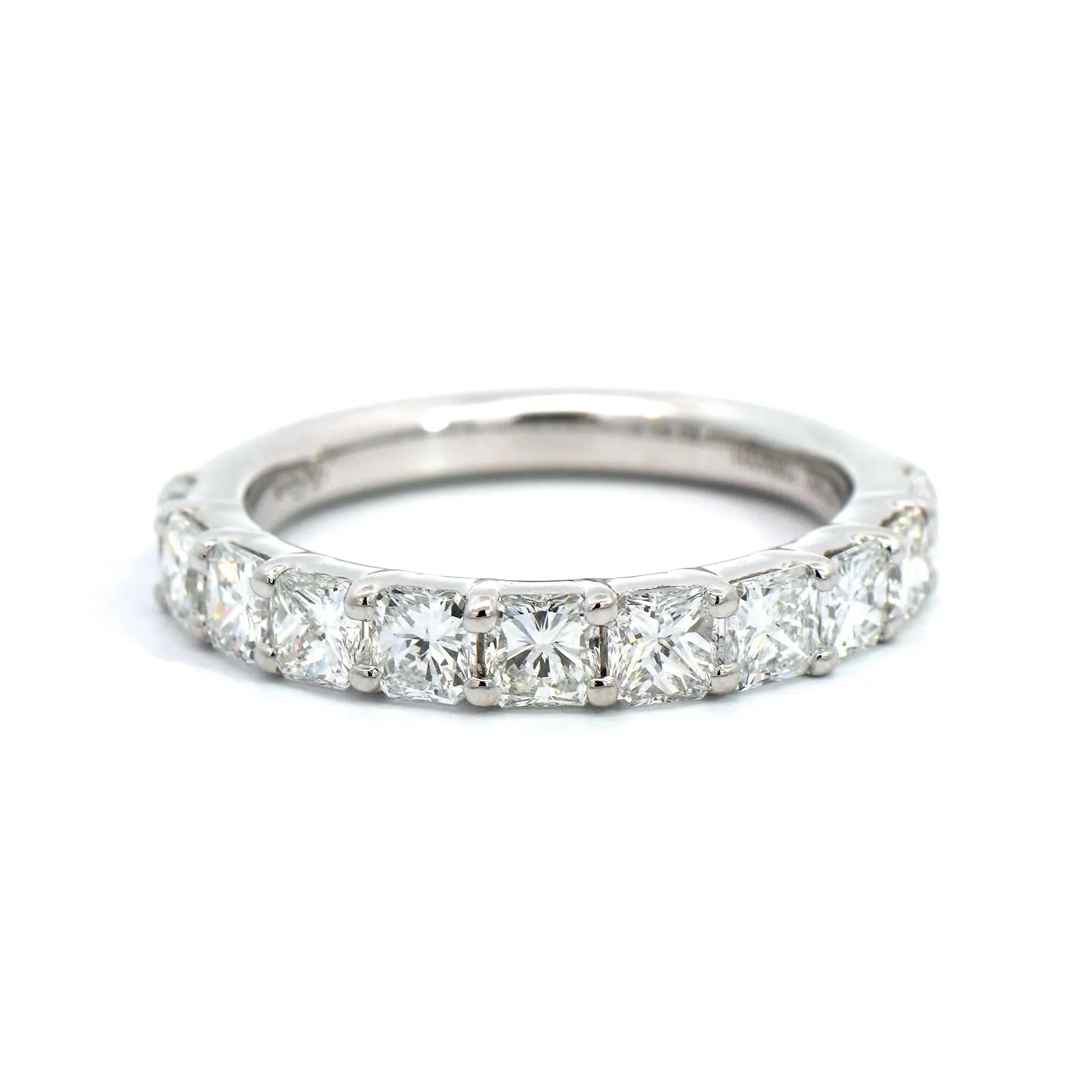 Platinum Shared Prong Radiant Cut Diamond Band