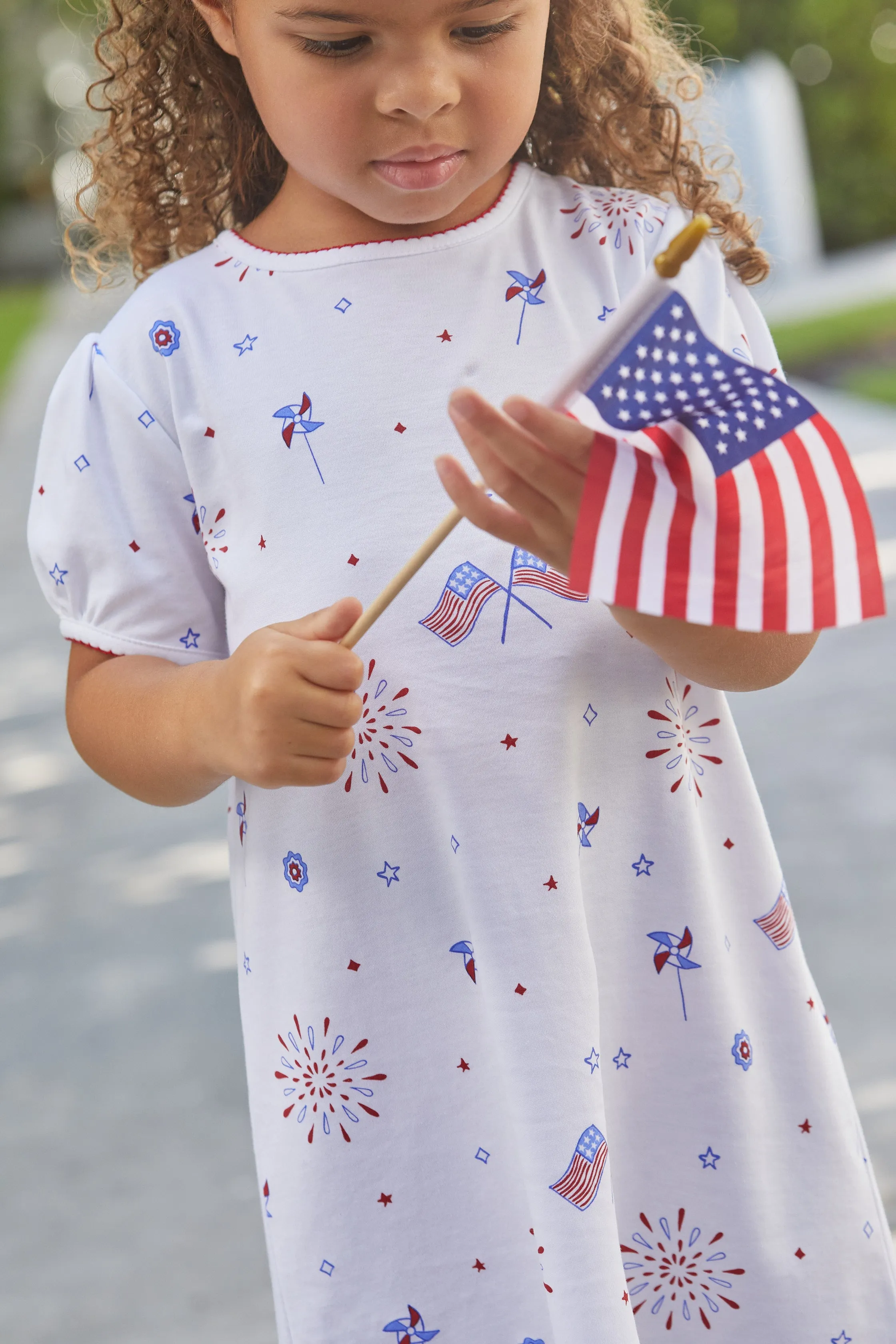 Printed T-Shirt Dress - Patriotic Flags